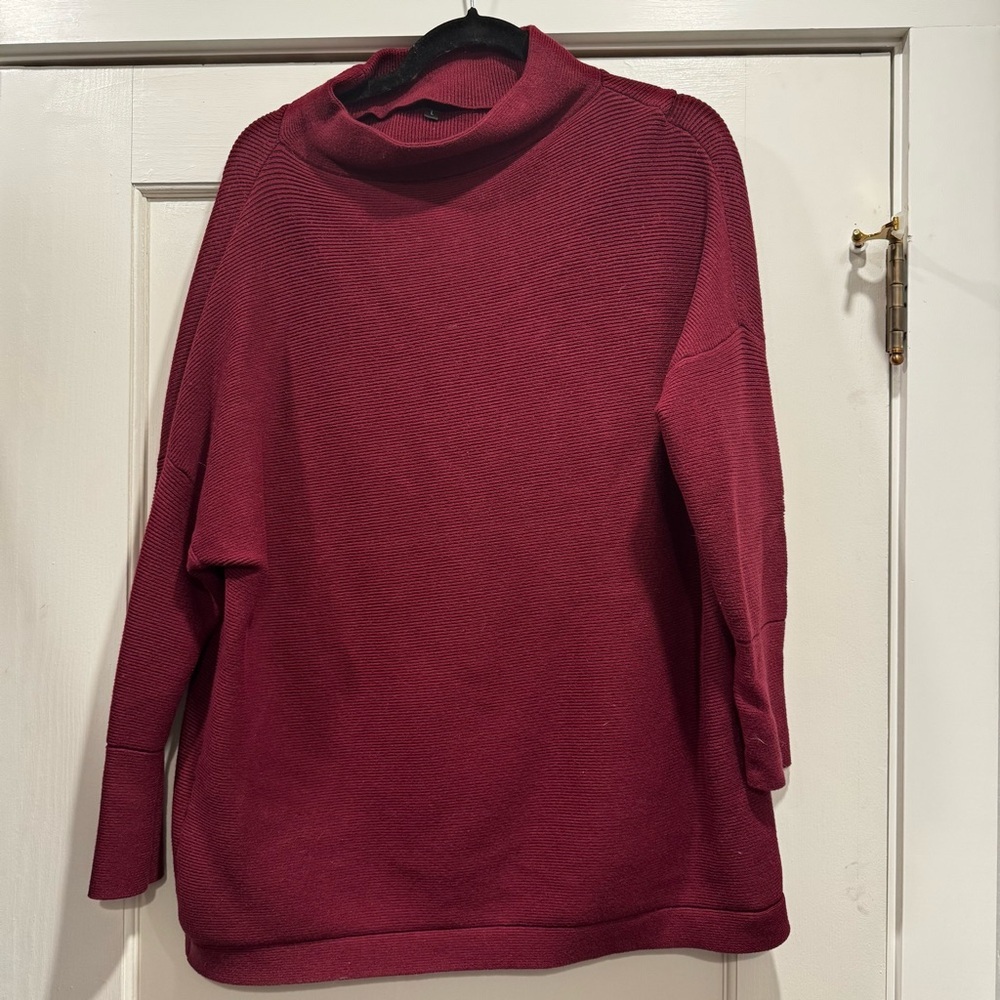 ANRABESS Oversized Turtleneck Batwing Cozy Baggy Burgundy Holiday‎ Party Festive - Picture 2 of 9